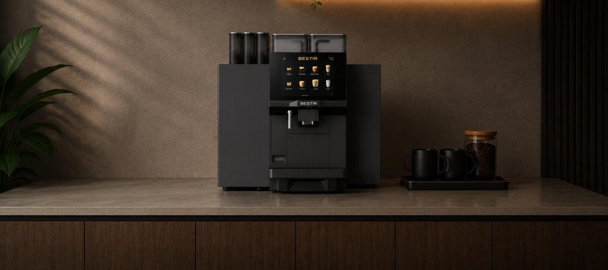 Bestir BMC150 fresh-milk commercial coffee machine available to rent from EMCAT